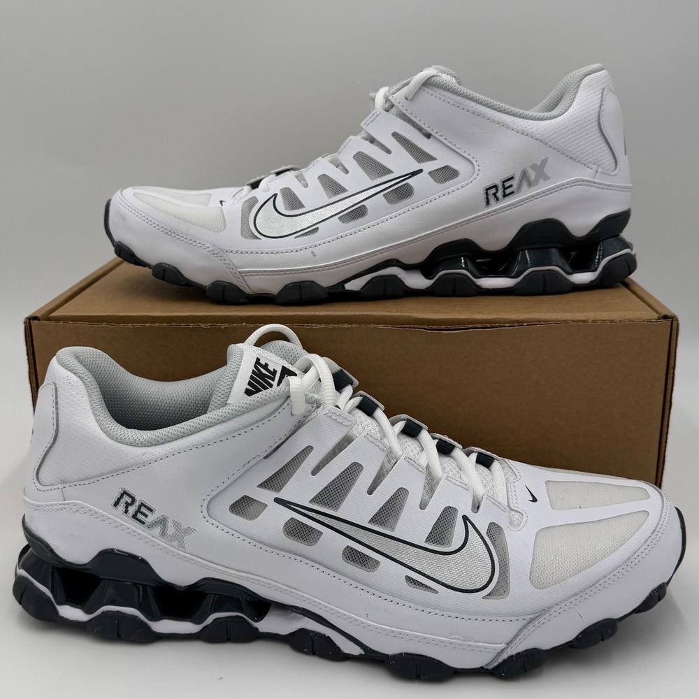 Nike Reax 8 TR Training Shoes Mens 12 White Black 621716-108 Sneakers